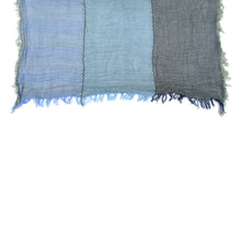 Load image into Gallery viewer, Turkish Cotton Blend Fringed Hobo Scarf Blue Degraded
